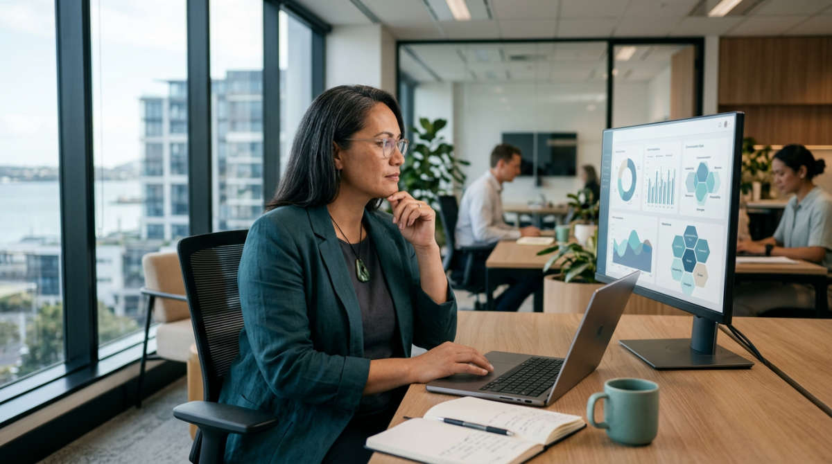 Professional reflecting on a free behavioural psychometric assessment